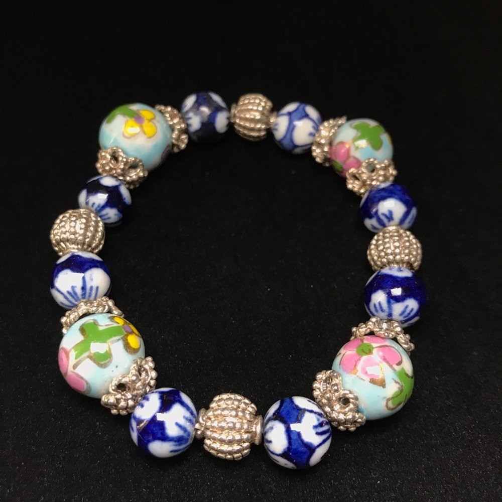 Ceramic and Metal Beaded Bracelet